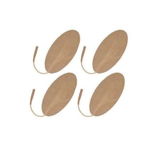 Economy 2" x 4" Tan Cloth Oval EMS & TENS Electrode Pad - 1 Pack (4 Pads) - Tens Units